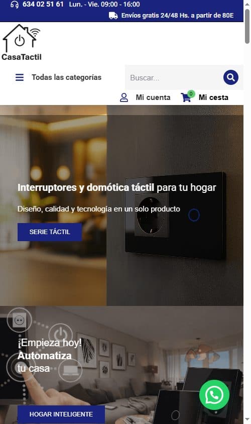 Web de CasaTáctil en móvil