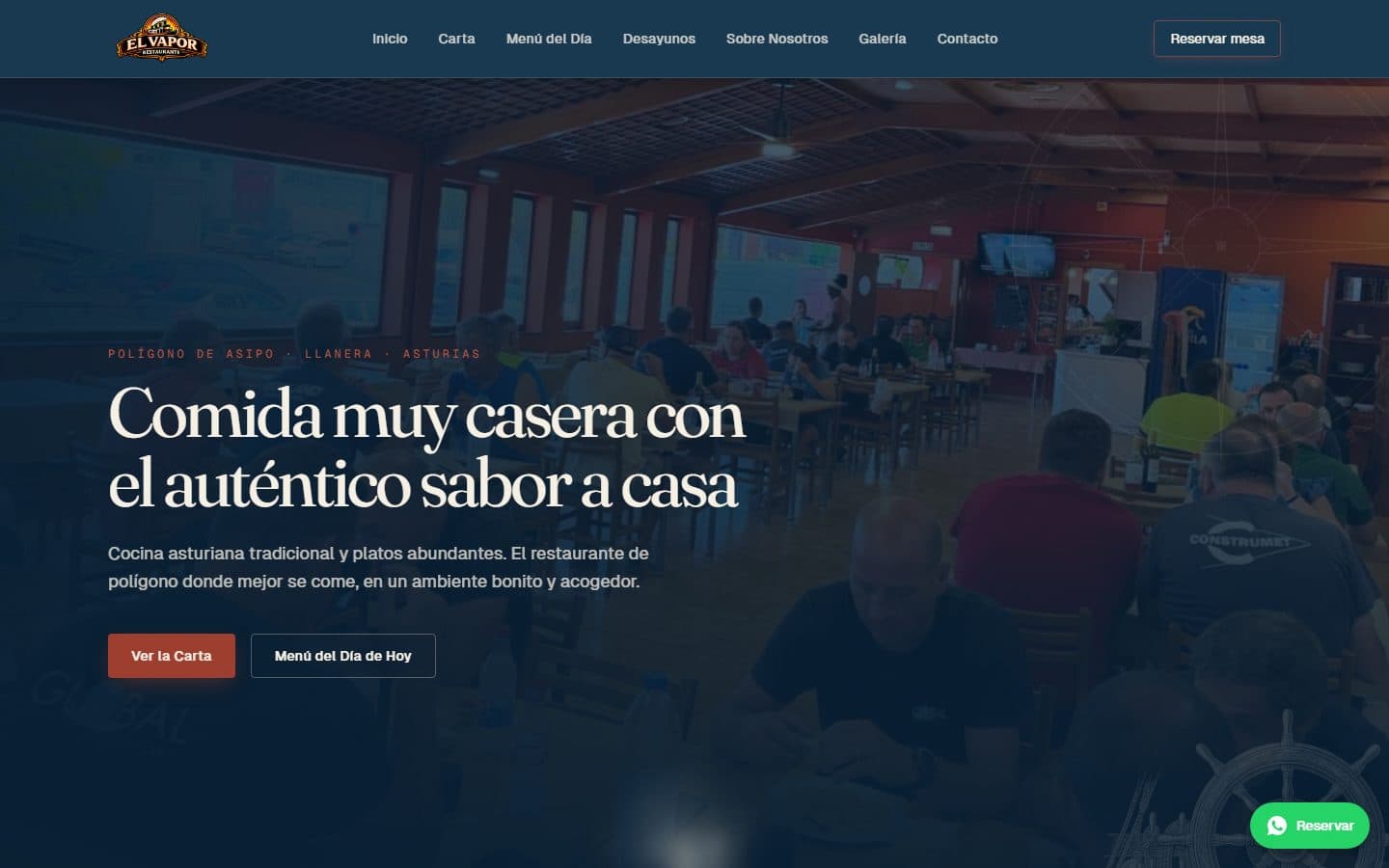 El Vapor Restaurante: Web para un Restaurante de Polígono en Asturias
