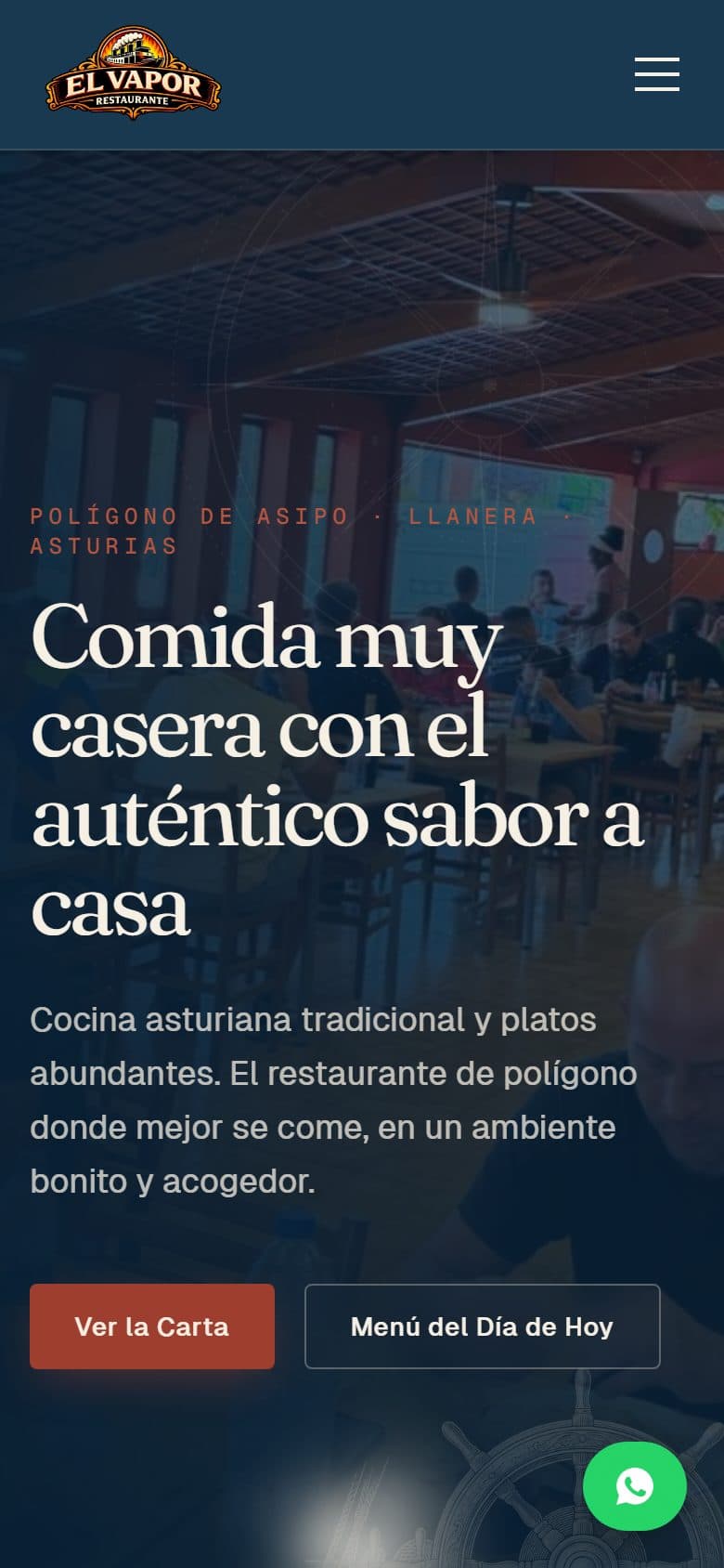 Web de El Vapor Restaurante en móvil