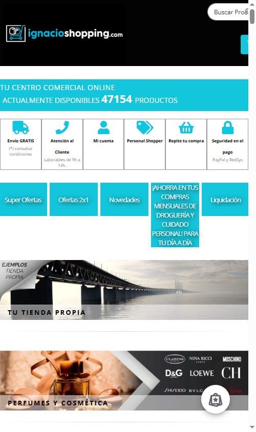 Web de Ignacio Shopping en móvil