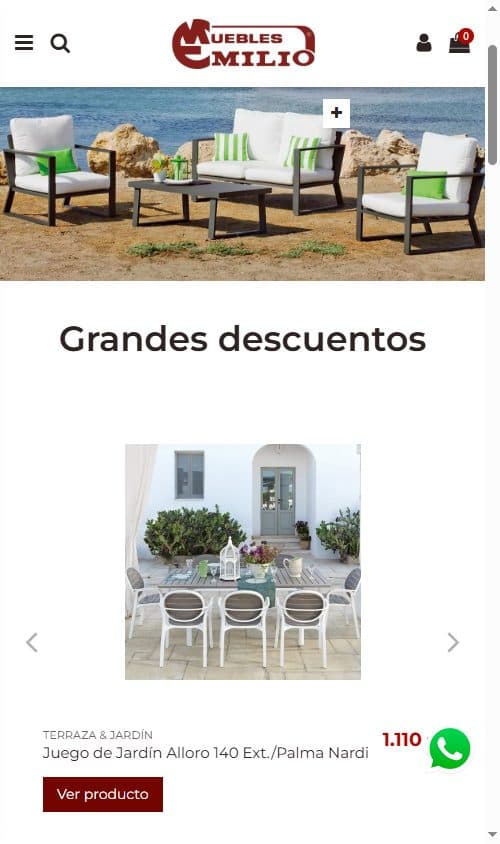 Web de Muebles Emilio en móvil