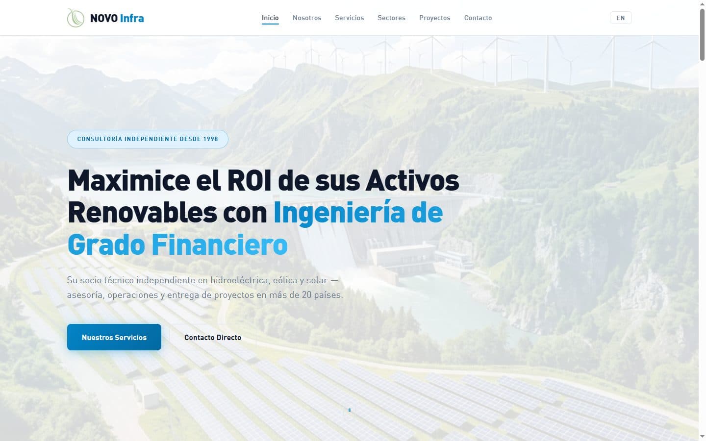 NOVO Infra: Posicionamiento B2B Internacional en Energías Renovables