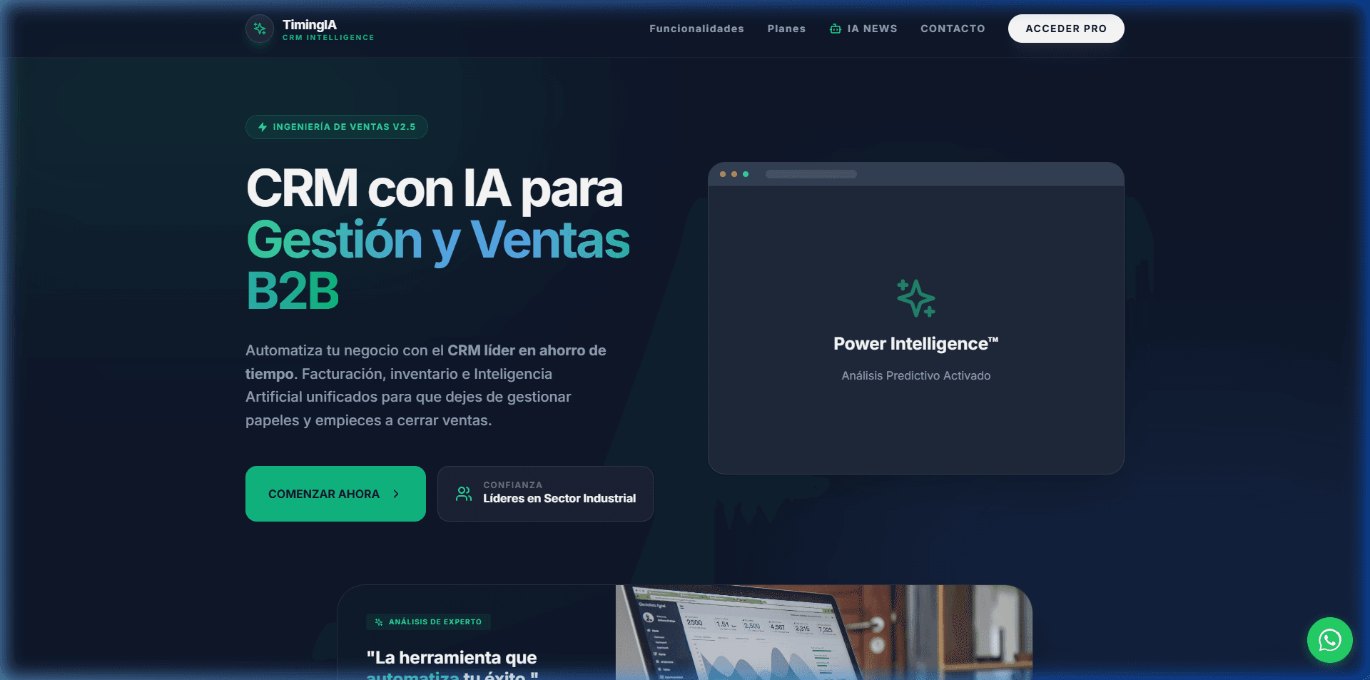 Portfolio: plataforma SaaS de TimingIA con inteligencia artificial