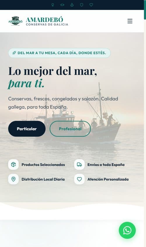Web de Amardebó en móvil